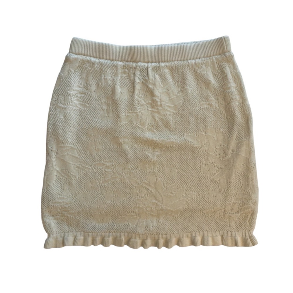 Freshman 1996 Cream Floral Knit Ruffle Mini Skirt Size Medium NWOT
